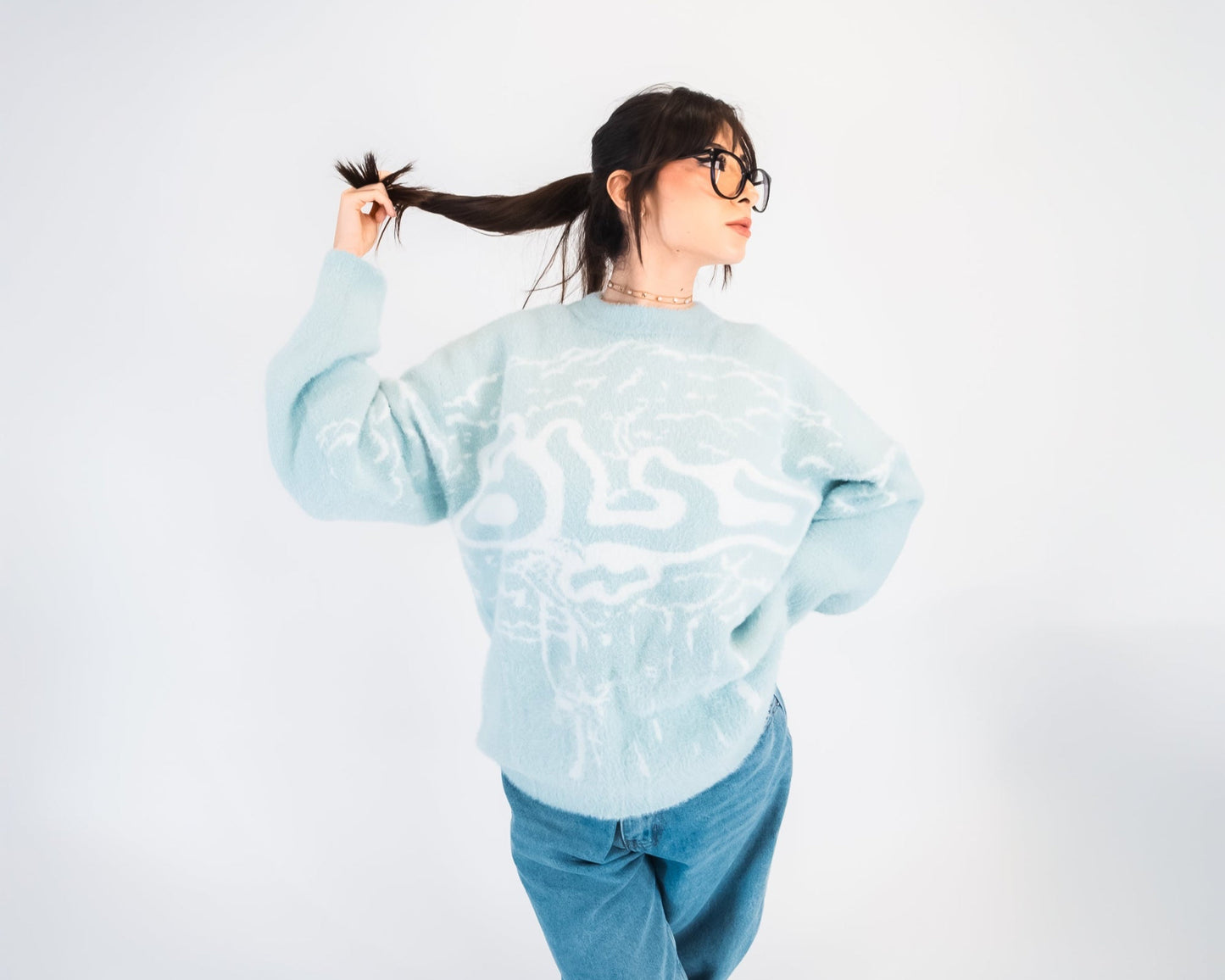 FLUFFY KNITWEAR - LIGHT BLUE